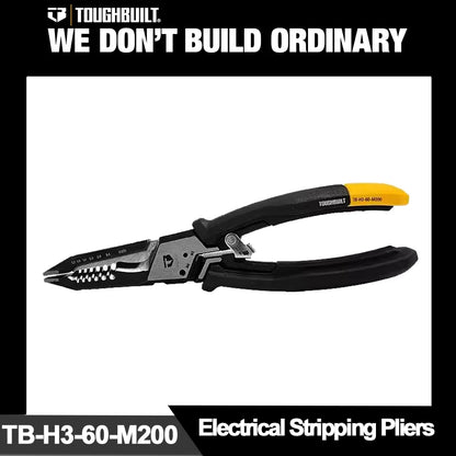 TOUGHBUILT 6 in 1 Multi-Function Electrical Stripping Pliers 8" Electrician's Wire Stripper TB-H3-60-M200