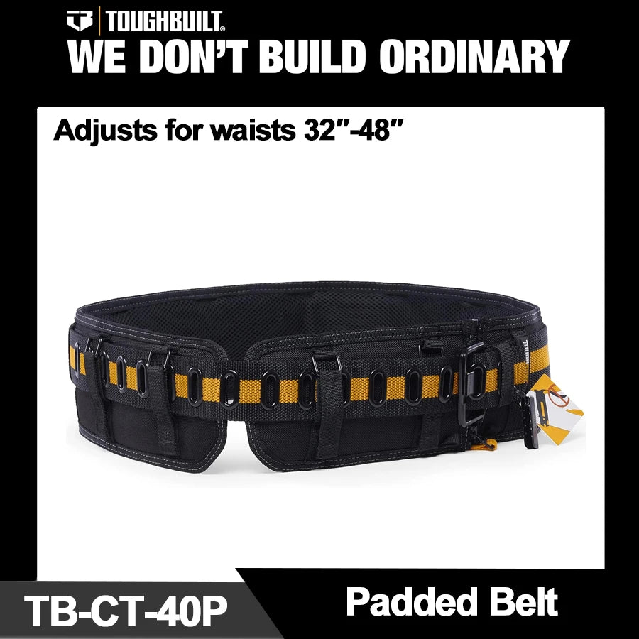 TOUGHBUILT Padded Belt with Heavy Duty Clip Buckle and Back Support Construction Work Belts TB-CT-40P