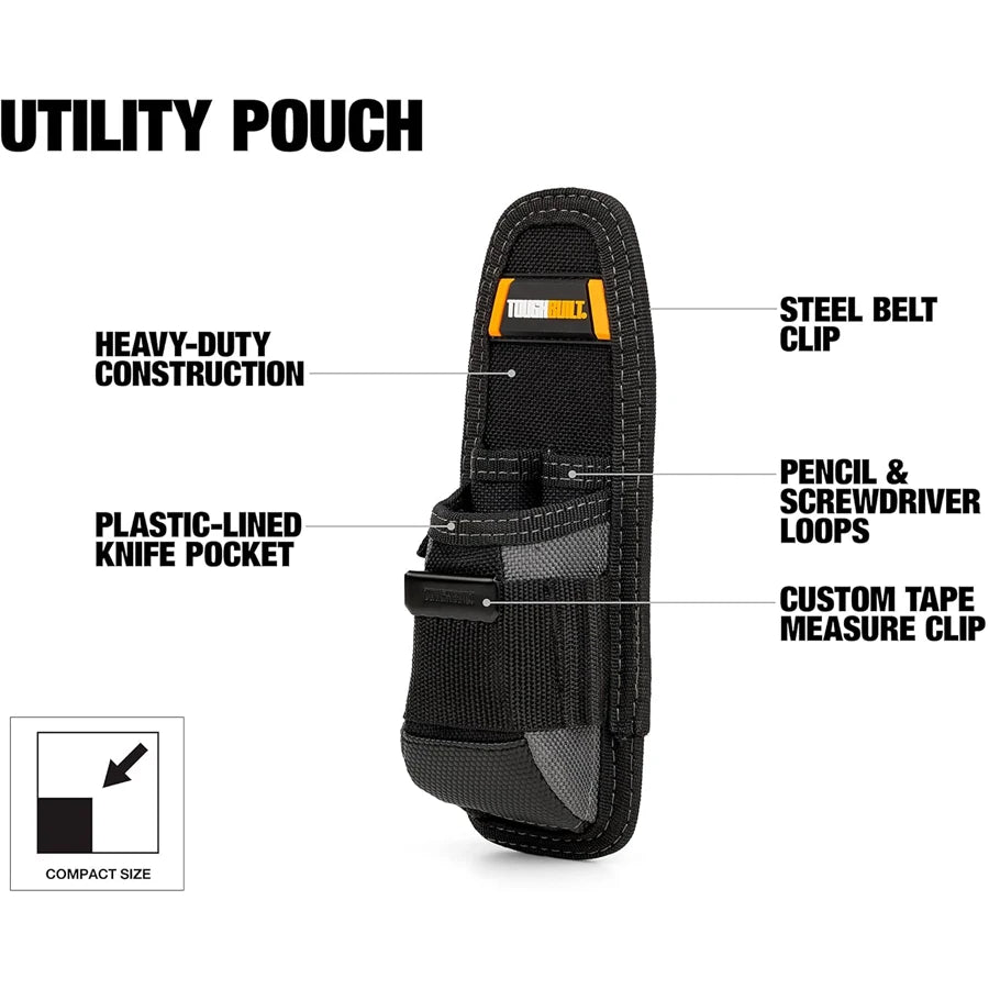 TOUGHBUILT Utility Pouch with 6 Pockets for Pocket Knife Small Tool Bags Tool Accessories TB-30