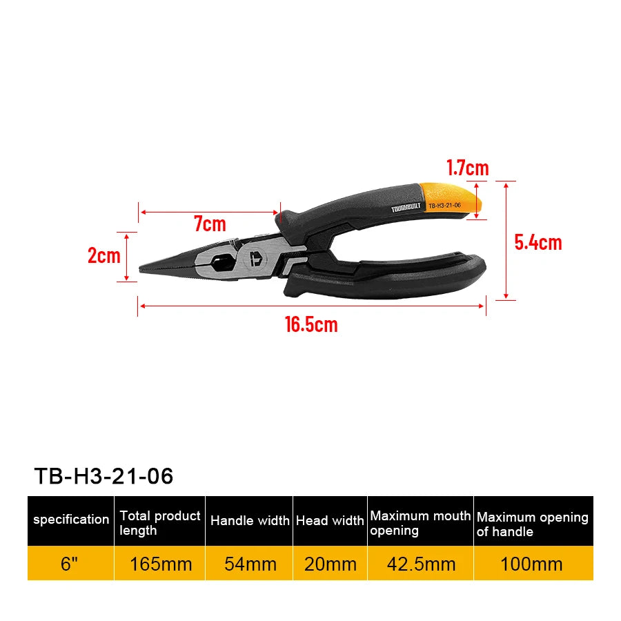 TOUGHBUILT 6" 8''Multifunction Pliers 1PCS with Cutting Edge Snip Nose Plier Labor Saving Hand Tools TB-H3-20-M200/TB-H3-21-06