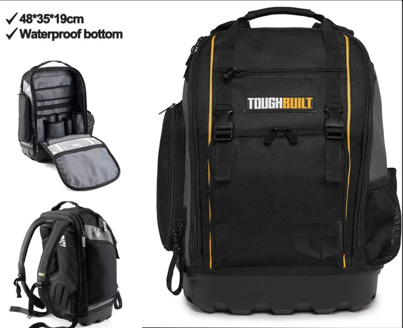 TOUGHBUILT Tool Backpack Fits 13"-17" Laptops Waterproof Base Open and Covered Internal Pockets Tool Bag TB-66C