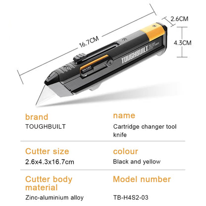 TOUGHBUILT Reload Utility Knife + 2 Blade Mags and Blades Heevy Duty Handle Knife TB-H4S2-03