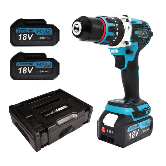 Tournevis/perceuse à percussion 3 en 1 MAKR 18 V | 2 batteries + chargeur + jeu d'embouts 32 pièces