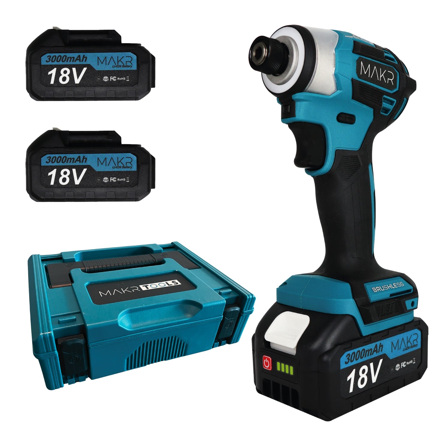 MAKR 18V ​​Impact Wrench 180Nm | 2 Batteries + Charger + Case &amp; Bitset