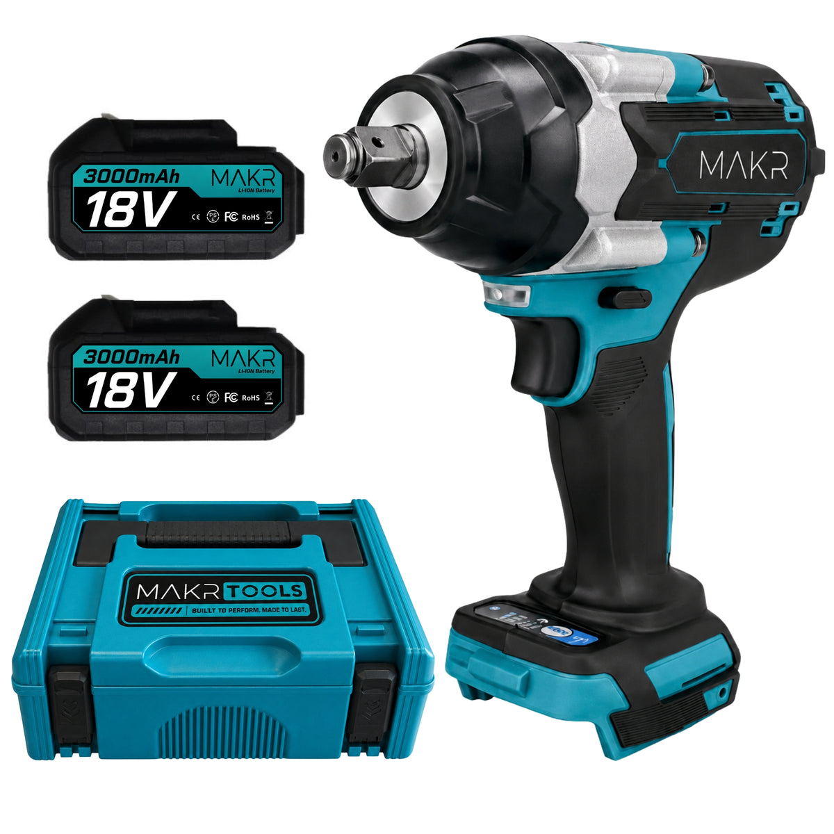 Accu Slagmoersleutel 18V 1000Nm | 2 Accu's + Lader + Koffer & 17mm Dop
